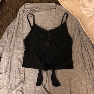 SOLD Dark blue crop tan top S